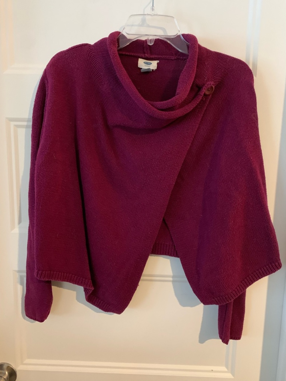 Old Navy Women's Fun Drapy eggplant color short Cardigan Large size